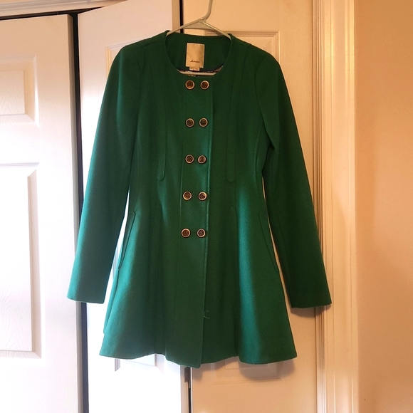Elevenses wool blend Kelly green flare jacket - Picture 1 of 6